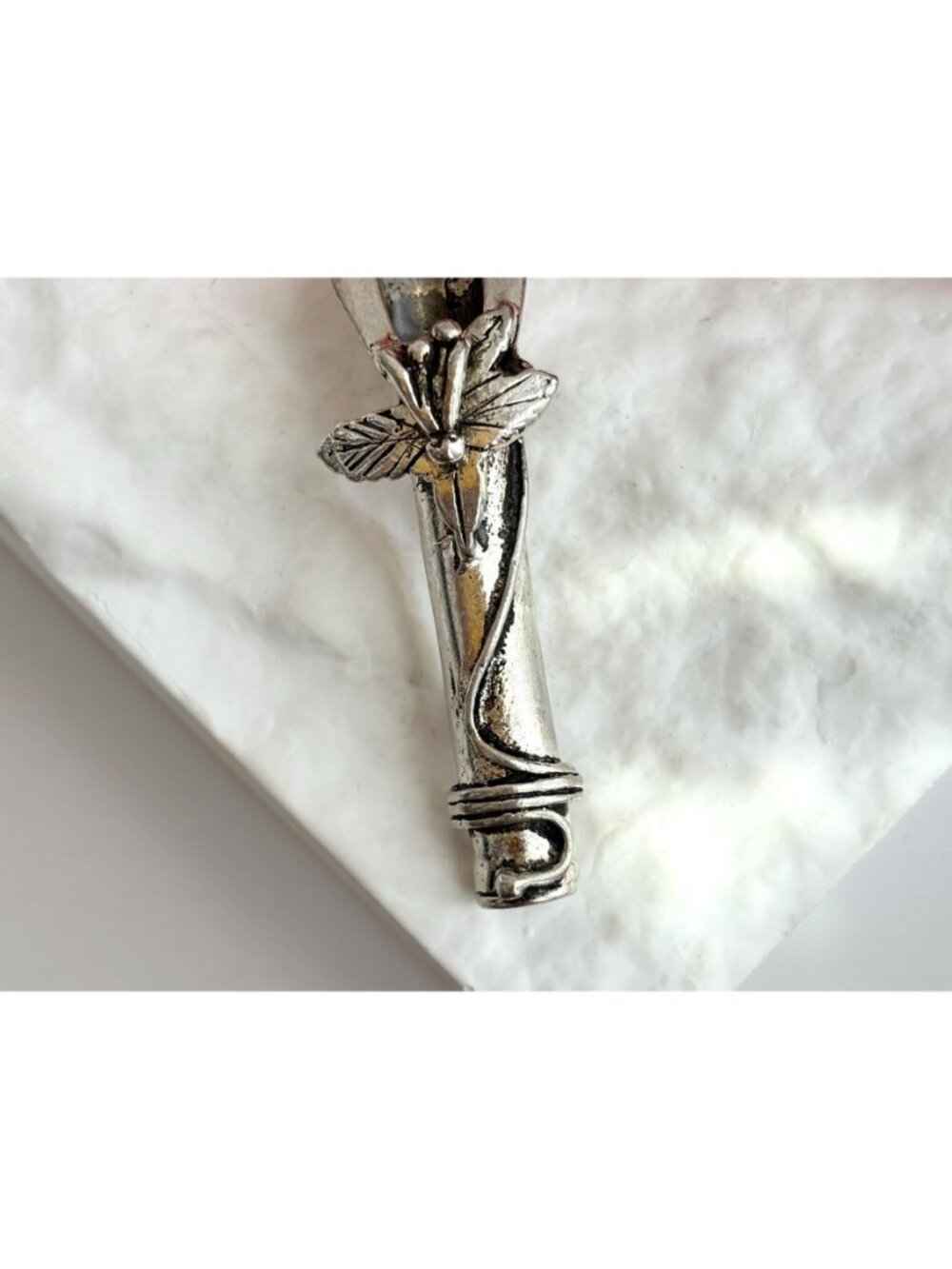 Boutonniere Flower Holder Silver Toned Vintage Floral Stem Tall Brooch Pin